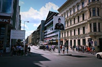 a city street with a lot of people