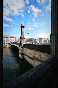 a view of a bridge over a body of water