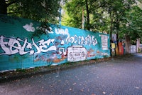 a graffiti covered wall
