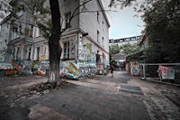 a building covered in graffiti