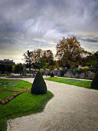 a path leading to a garden